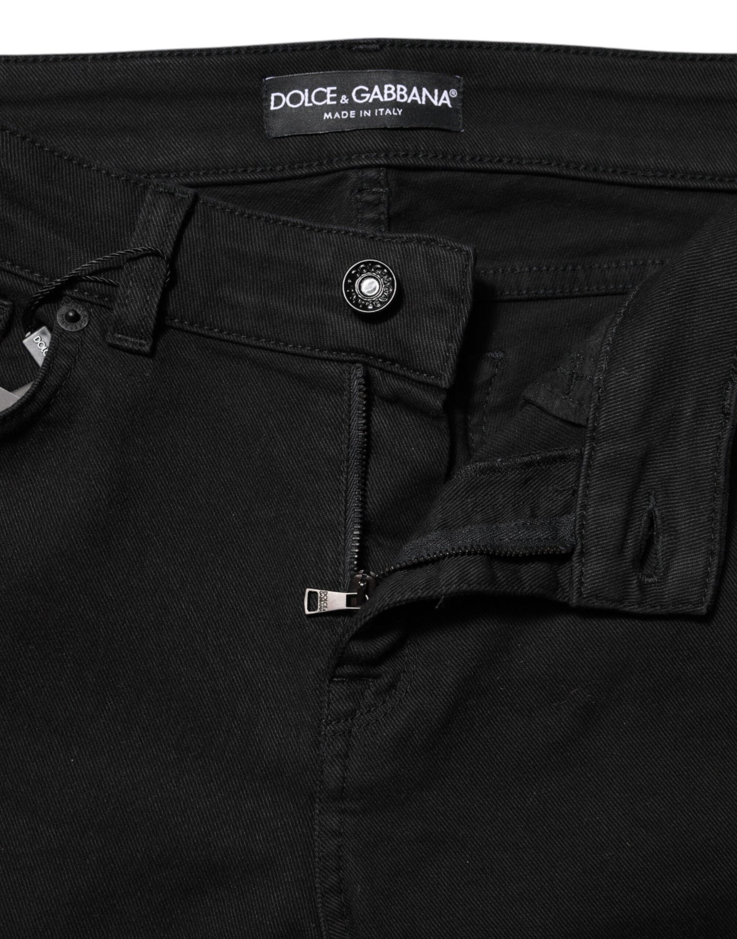 Dolce & Gabbana – Schwarze Skinny-Jeans aus Baumwolle mit mittlerer Taille