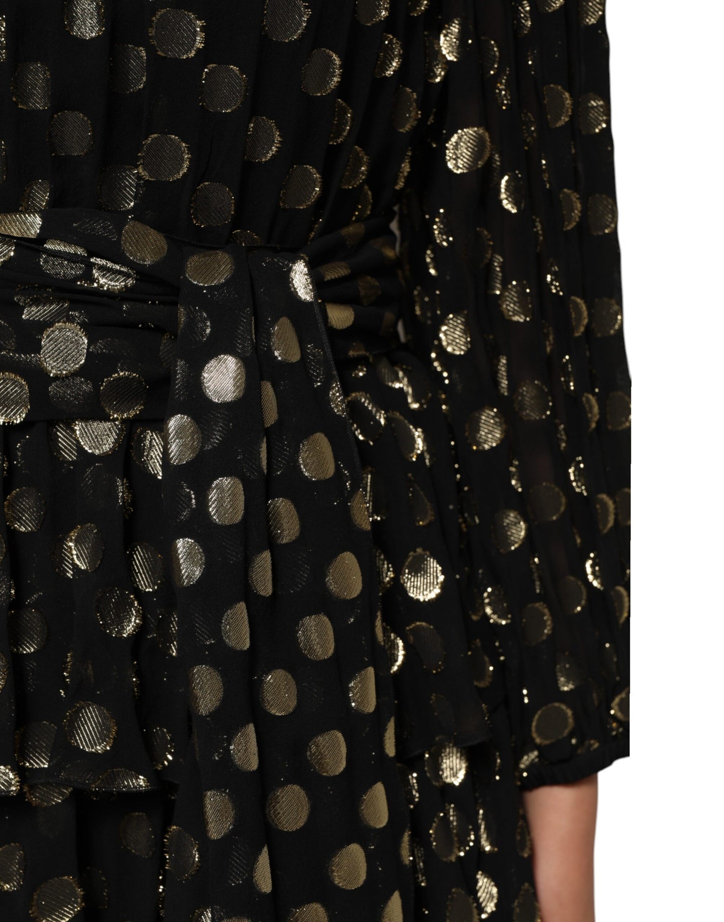 Dolce & Gabbana Black Gold Polka Dot Silk Brocade Mini Dress