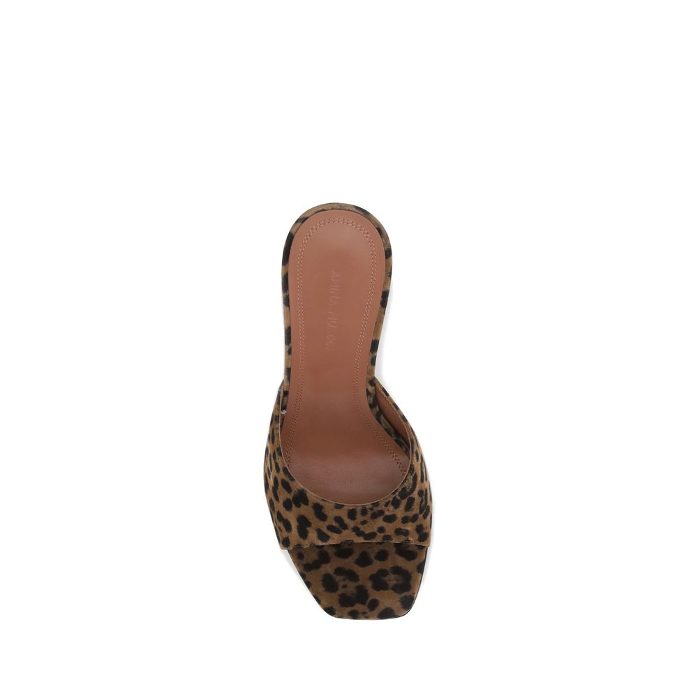 Amina Muaddi Brown Calf Leather Bos Taurus Stiletto Heel Sandals