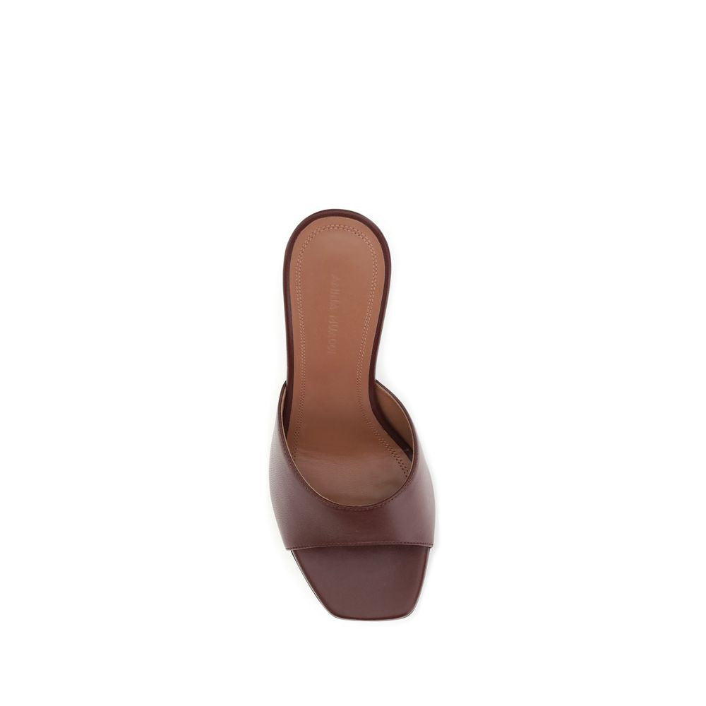 Amina Muaddi Brown Calf Leather Bos Taurus Stiletto Heel Sandals