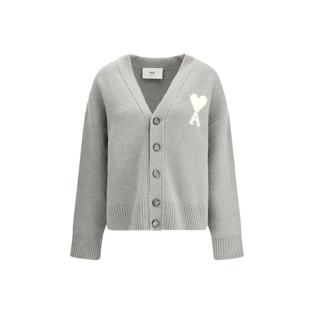 Ami Paris Gray Alpaca Vicugna Pacos Cardigan