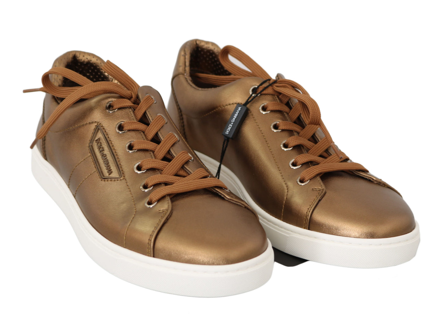 Dolce &amp; Gabbana goldene Metallic-Ledersneaker