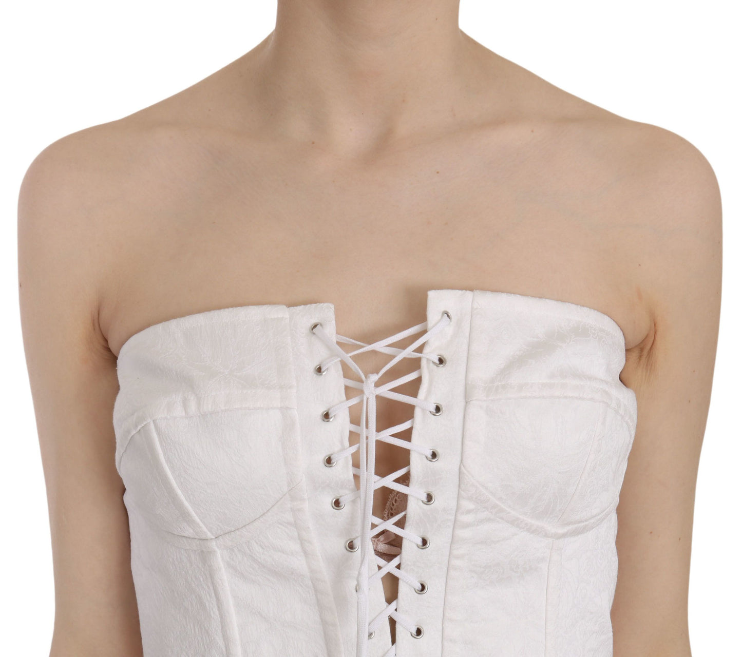 Dolce & Gabbana Elegant White Strapless Corset Top