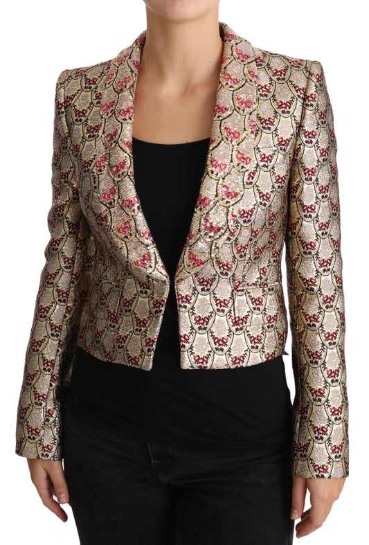 Dolce &amp; Gabbana Blazerjacke mit glitzernden goldenen Blumen und Pailletten