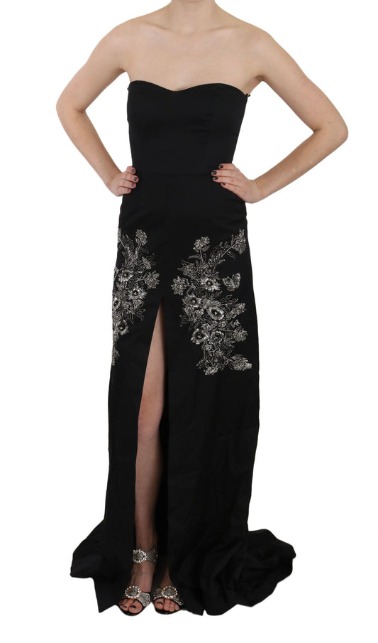 John Richmond Bezauberndes schwarzes Maxi-Flare-Kleid