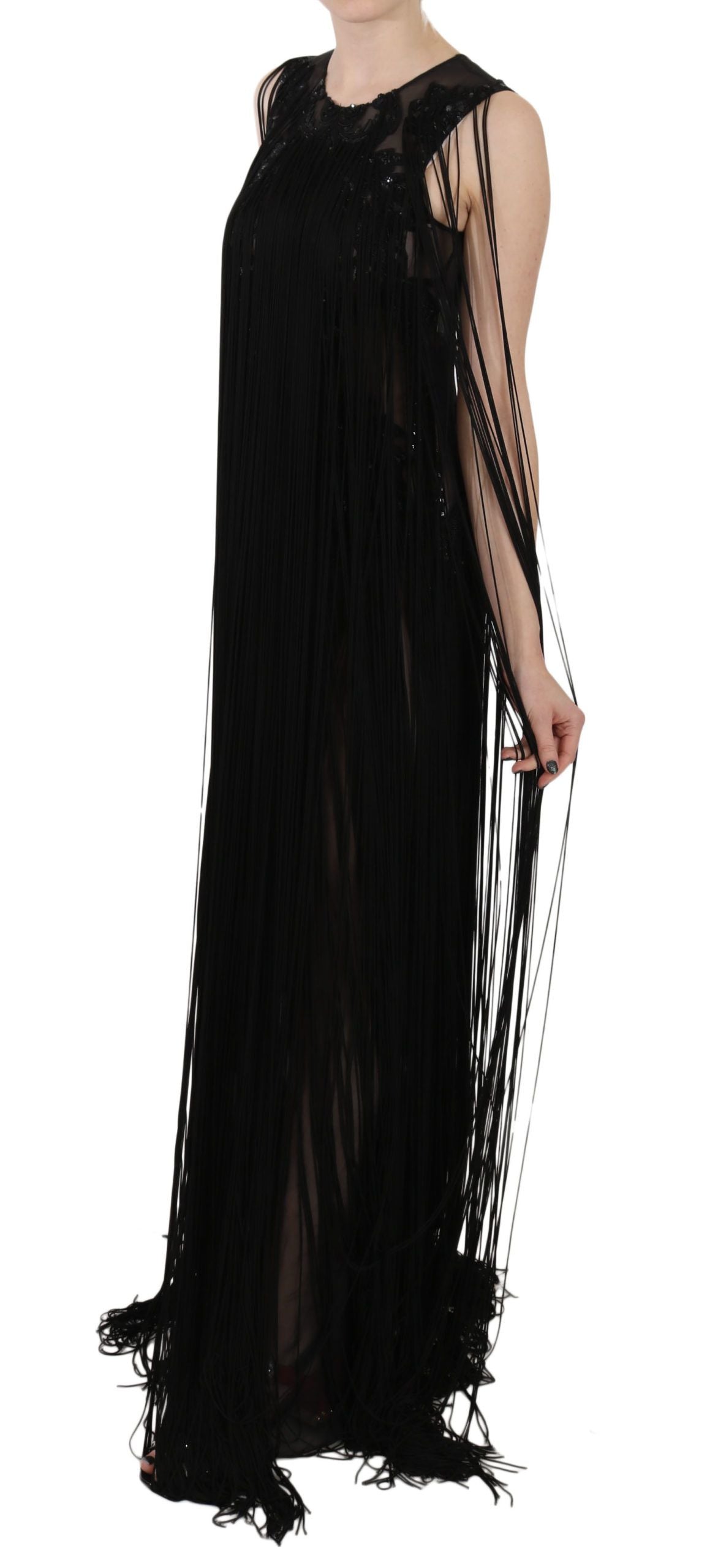 John Richmond Transparentes Maxi-Eleganzkleid mit Pailletten