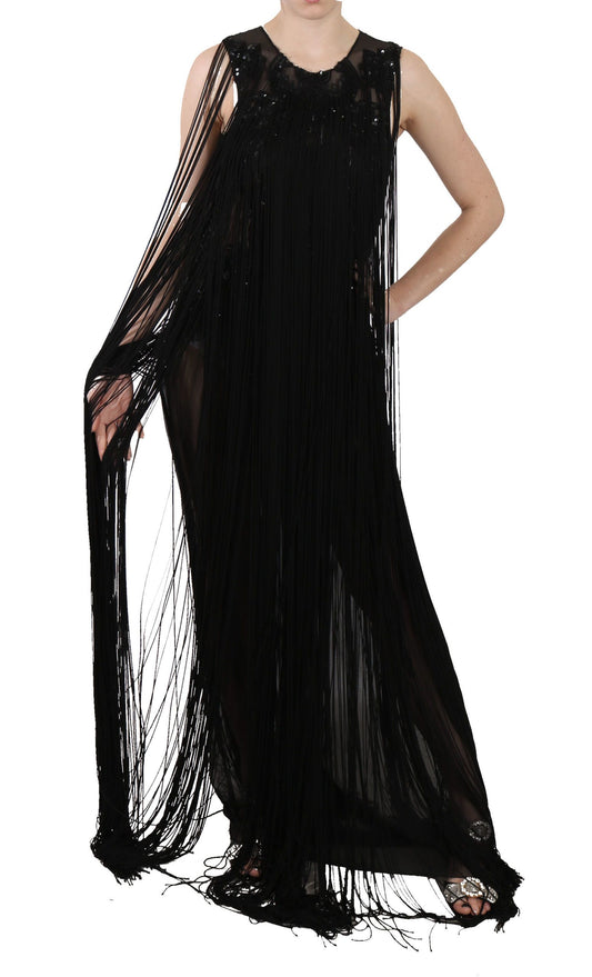 John Richmond Transparentes Maxi-Eleganzkleid mit Pailletten