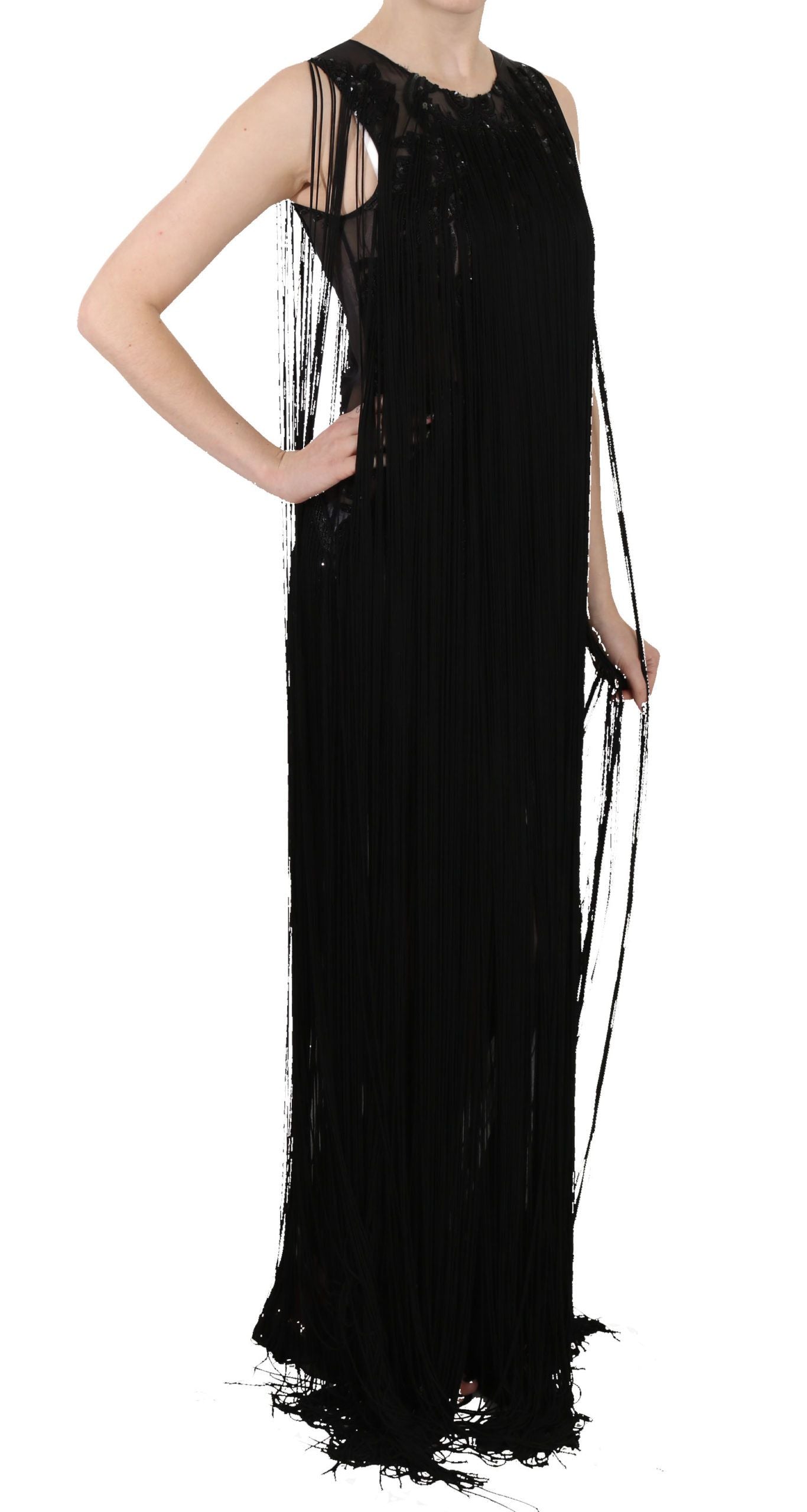 John Richmond Transparentes Maxi-Eleganzkleid mit Pailletten