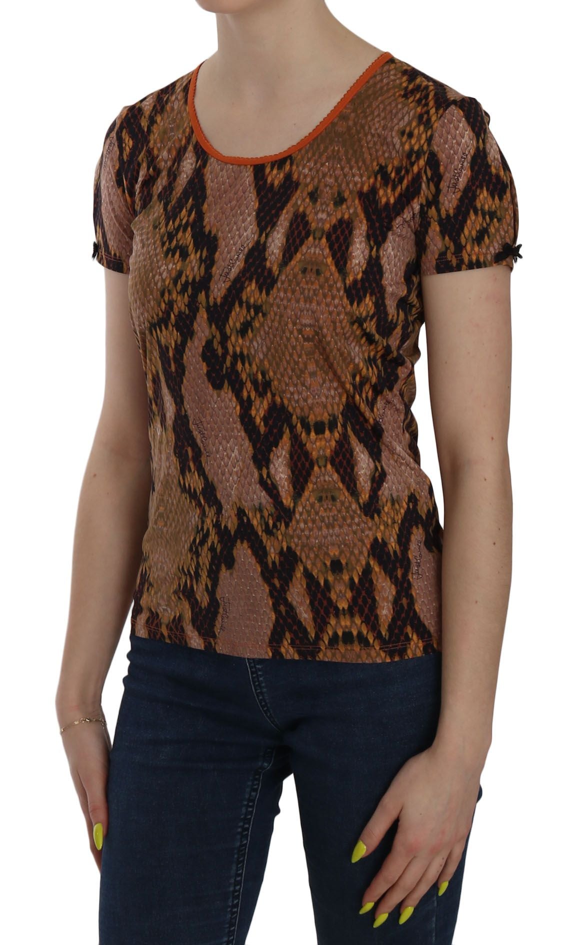 Just Cavalli Alluring Brown Snake Skin Pattern Blouse