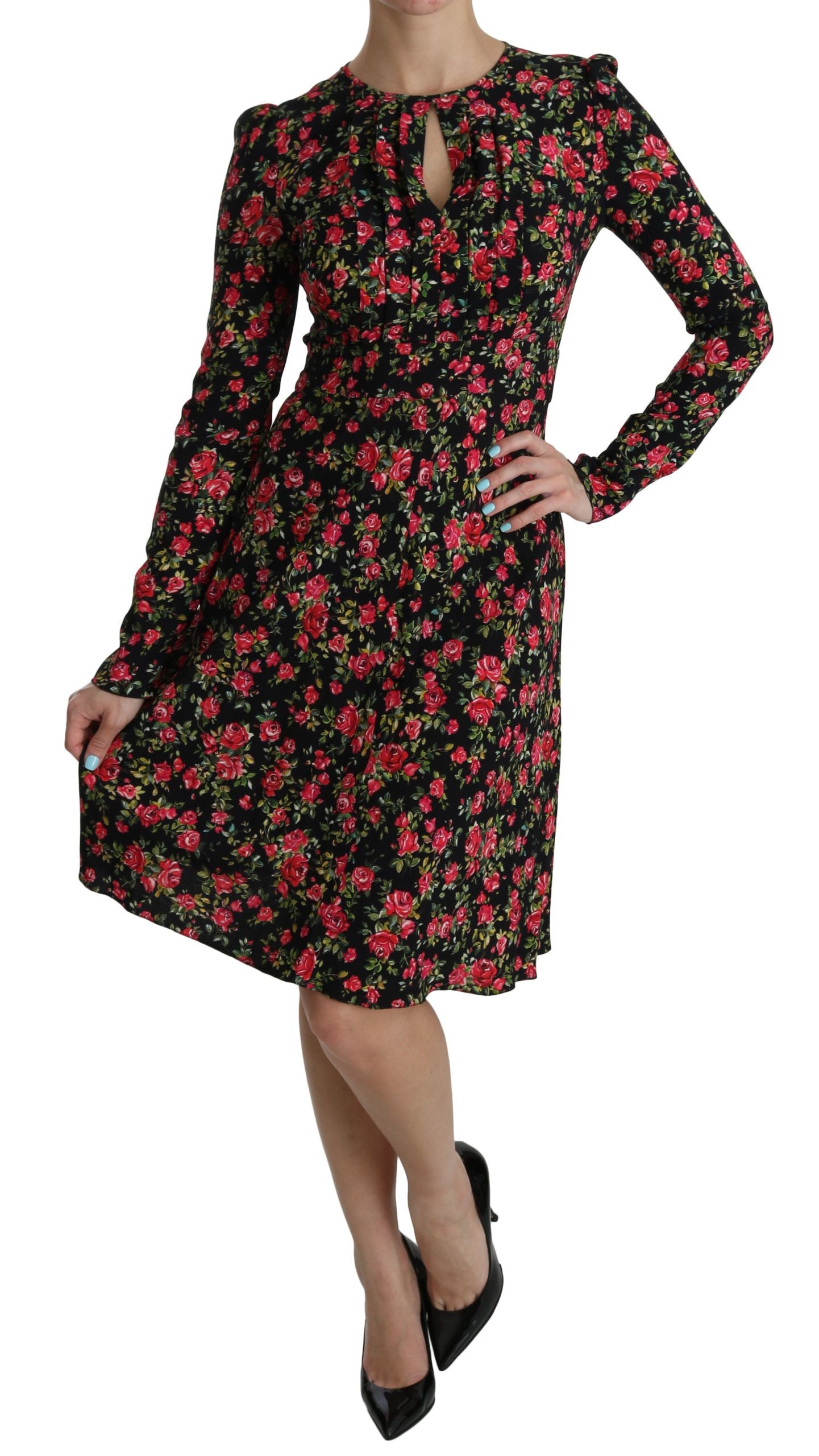 Dolce &amp; Gabbana Blumenkleid in A-Linie aus Viskose, knielang