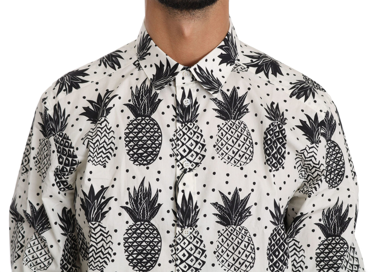 Dolce &amp; Gabbana White Pineapple Cotton Top Shirt