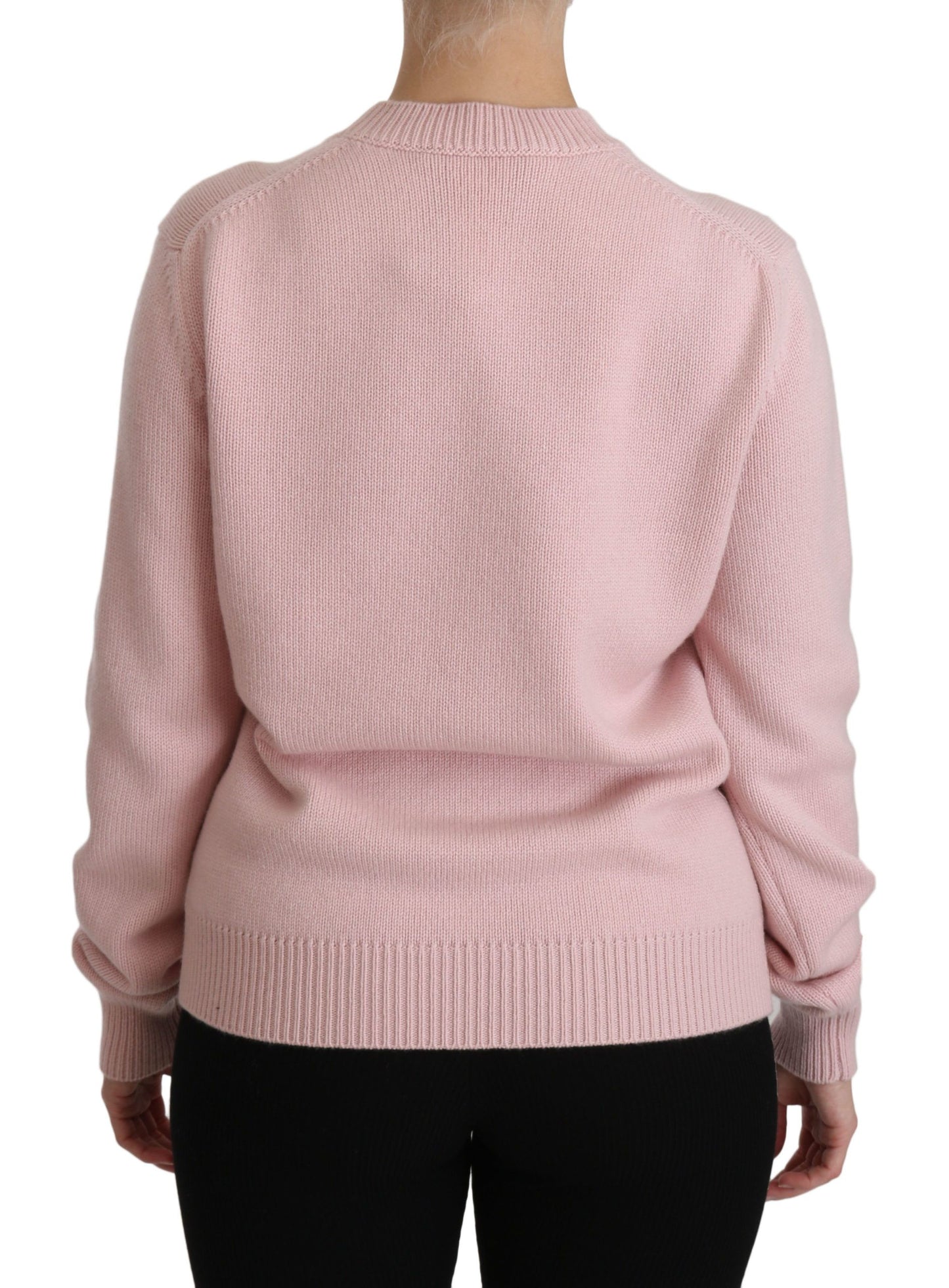 Dolce & Gabbana Cashmere-Blend Pink Crew Neck Sweater