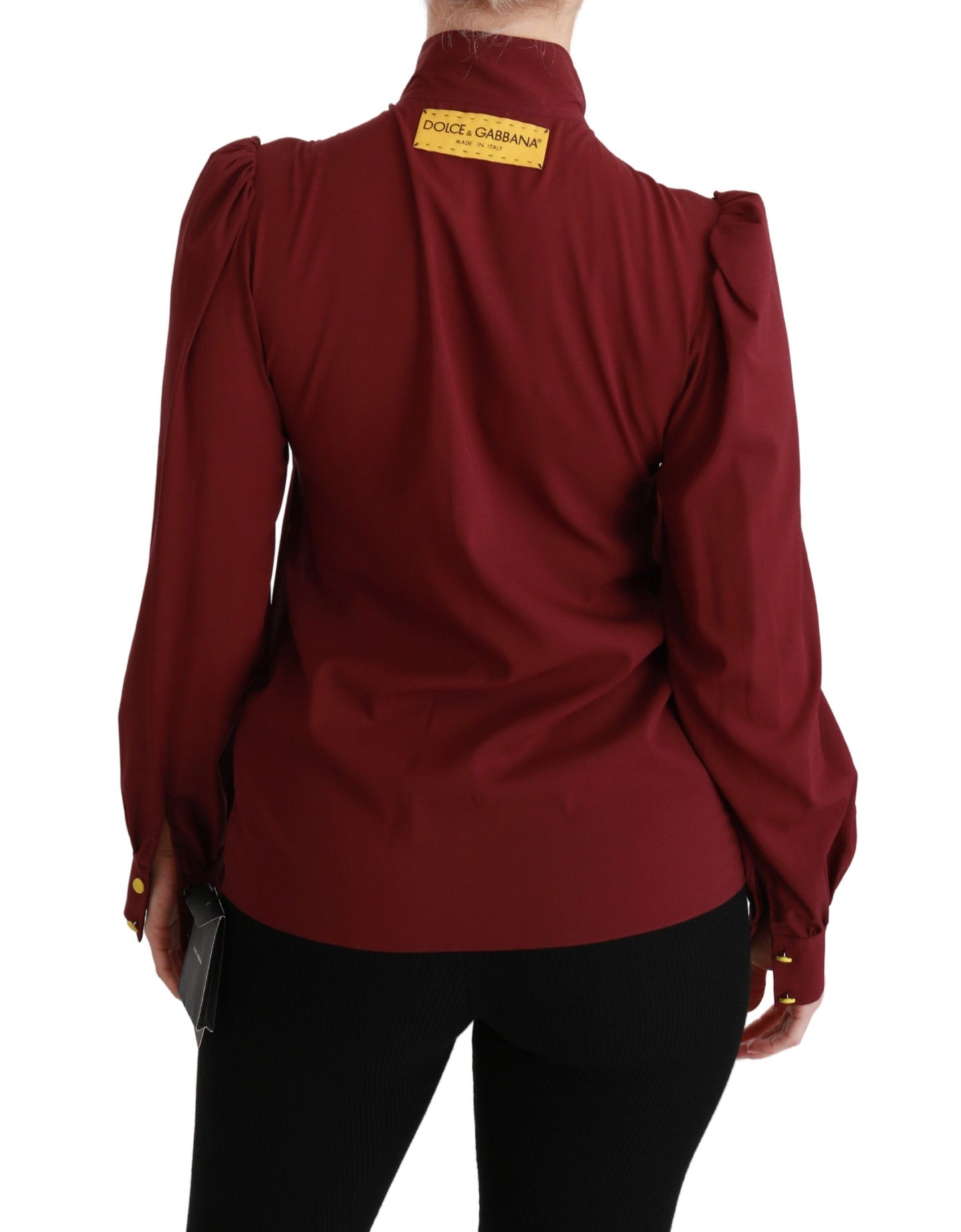 Dolce &amp; Gabbana Maroon Long Sleeve Shirt Blouse Silk Top