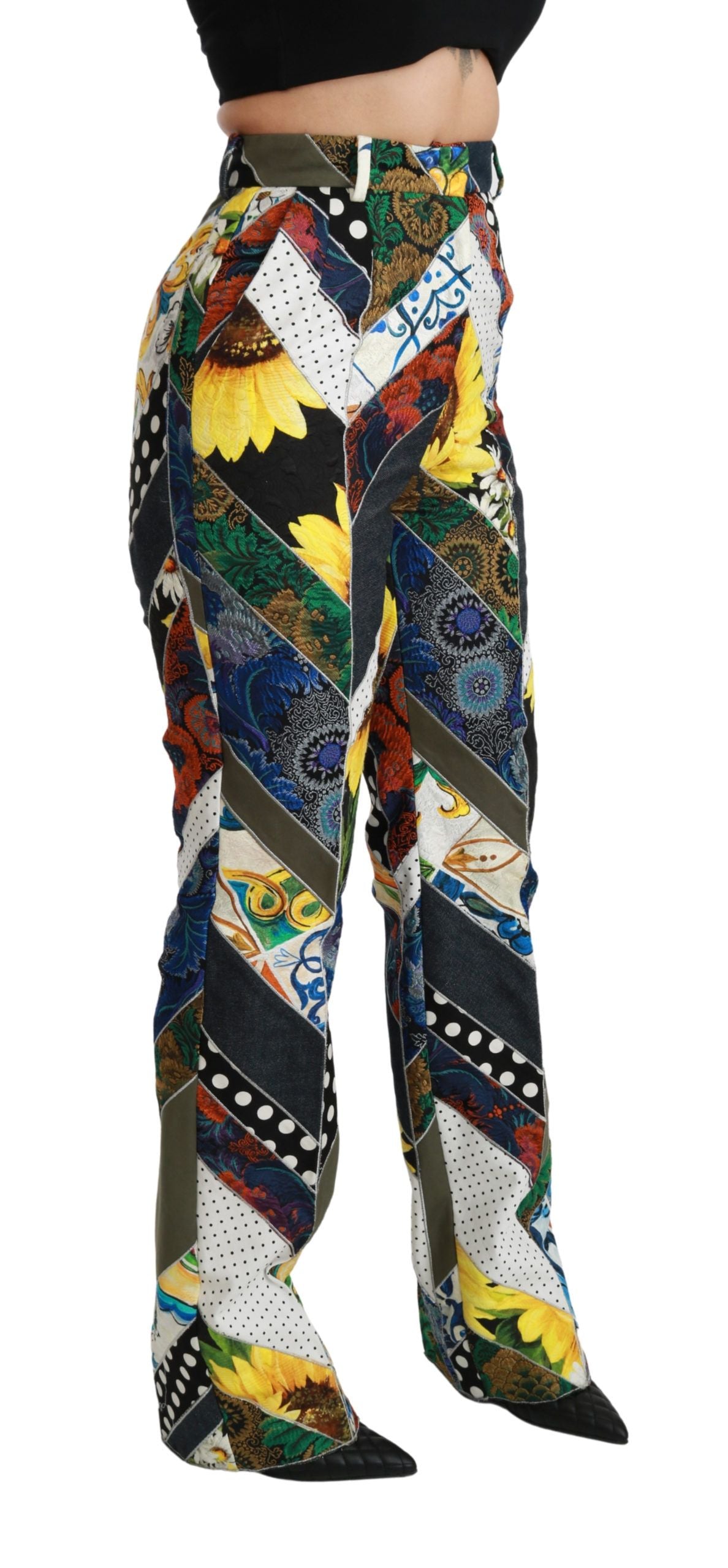 Dolce &amp; Gabbana Multicolor Print High Waist Straight Pants