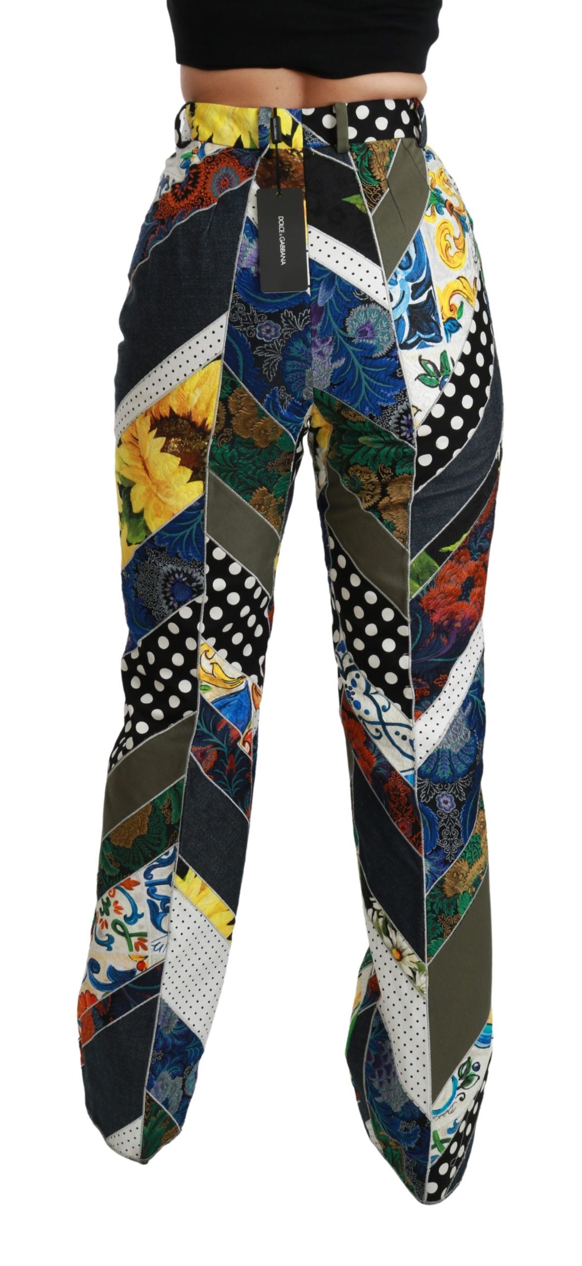 Dolce &amp; Gabbana Multicolor Print High Waist Straight Pants