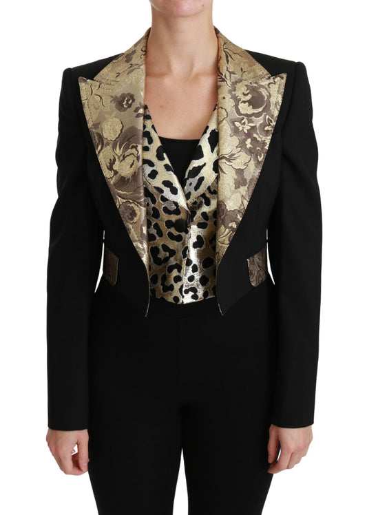 Opulentes Ensemble aus Jacke und Weste in Schwarzgold mit Blumenmuster von Dolce &amp; Gabbana