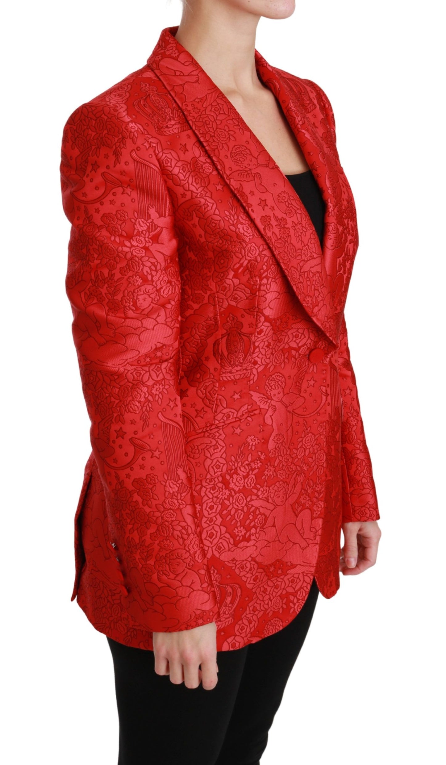 Dolce &amp; Gabbana Roter Blazer mit Blumenengelmuster