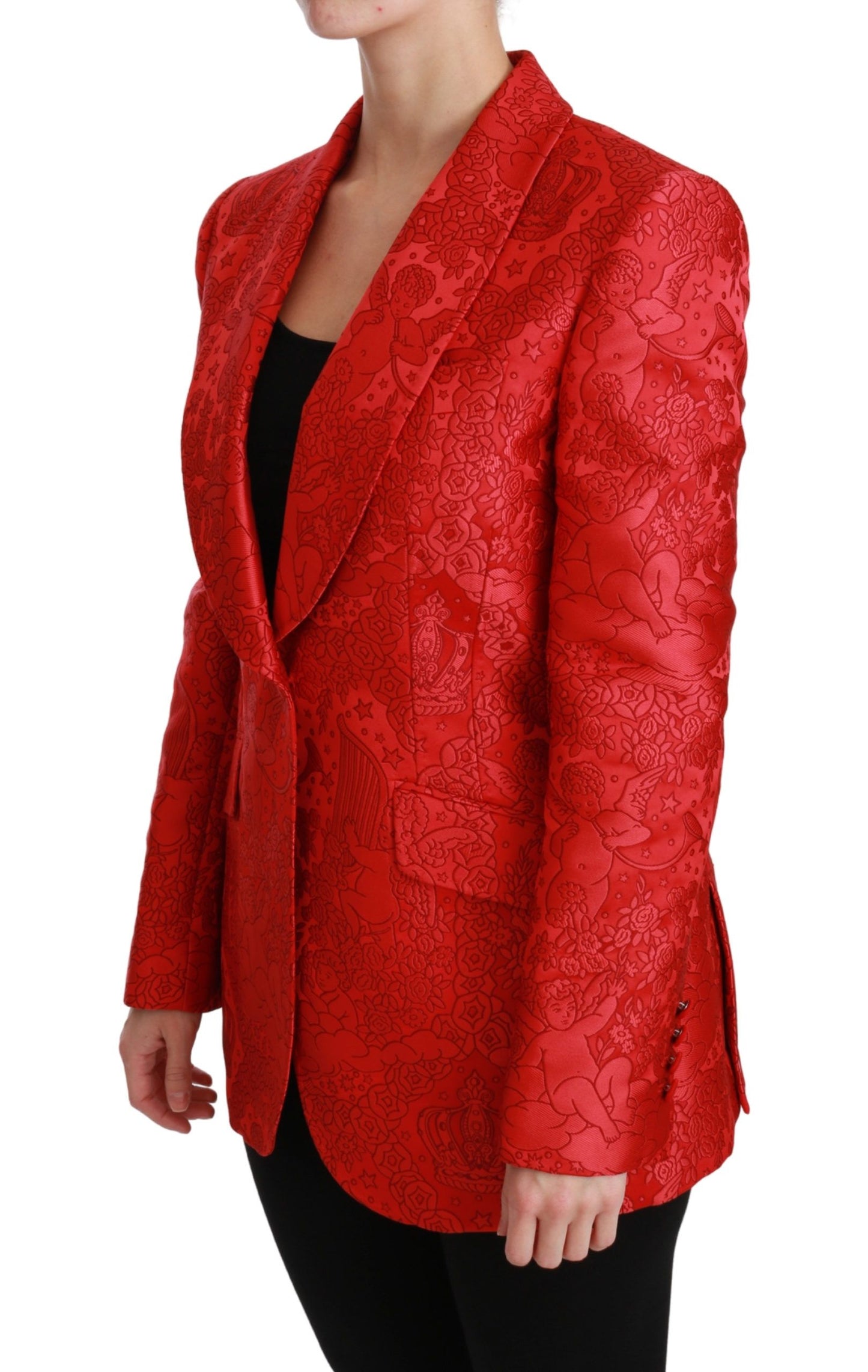 Dolce &amp; Gabbana Roter Blazer mit Blumenengelmuster