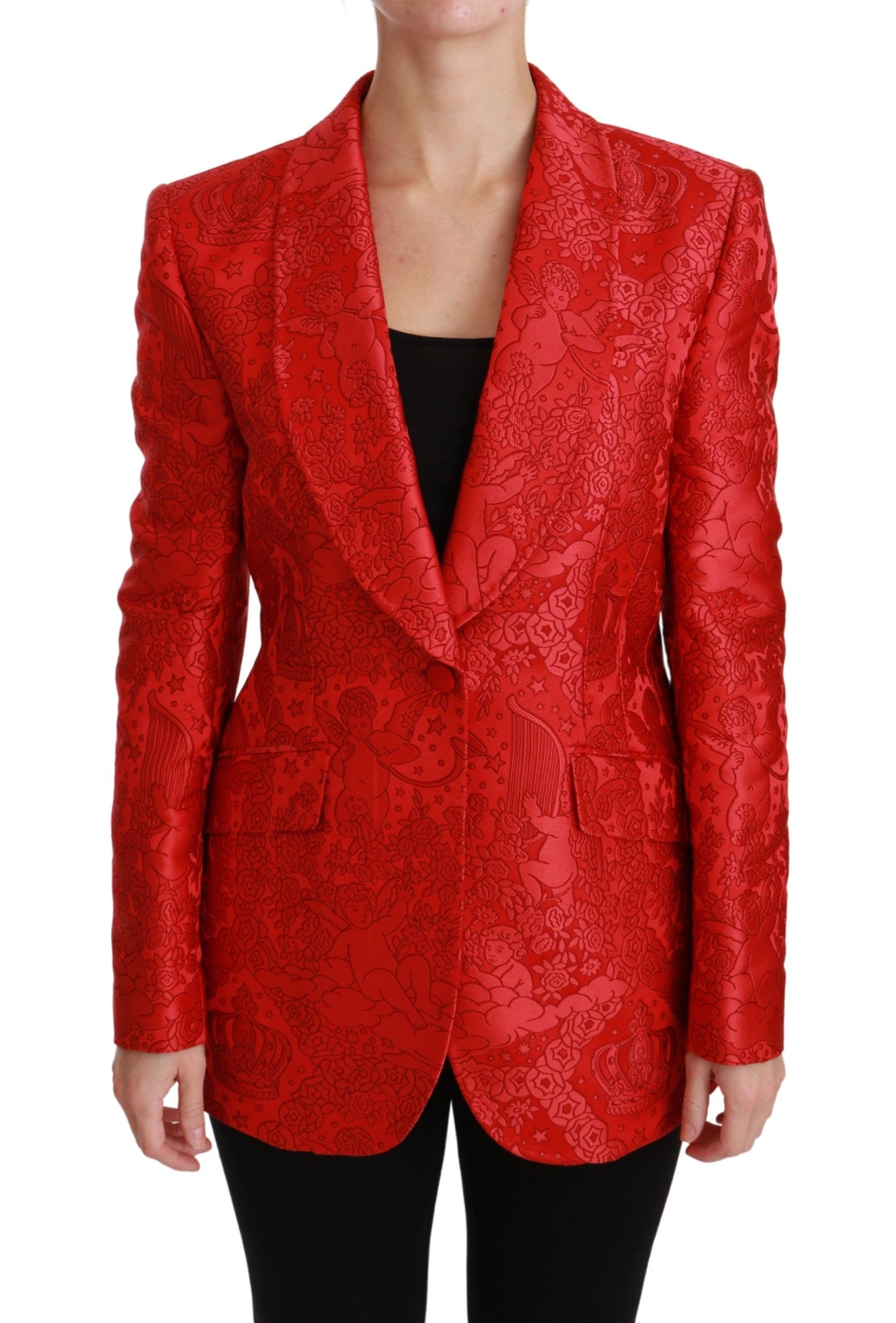 Dolce &amp; Gabbana Roter Blazer mit Blumenengelmuster