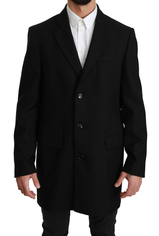 Dolce &amp; Gabbana Black 100% Wool Jacket Coat Blazer