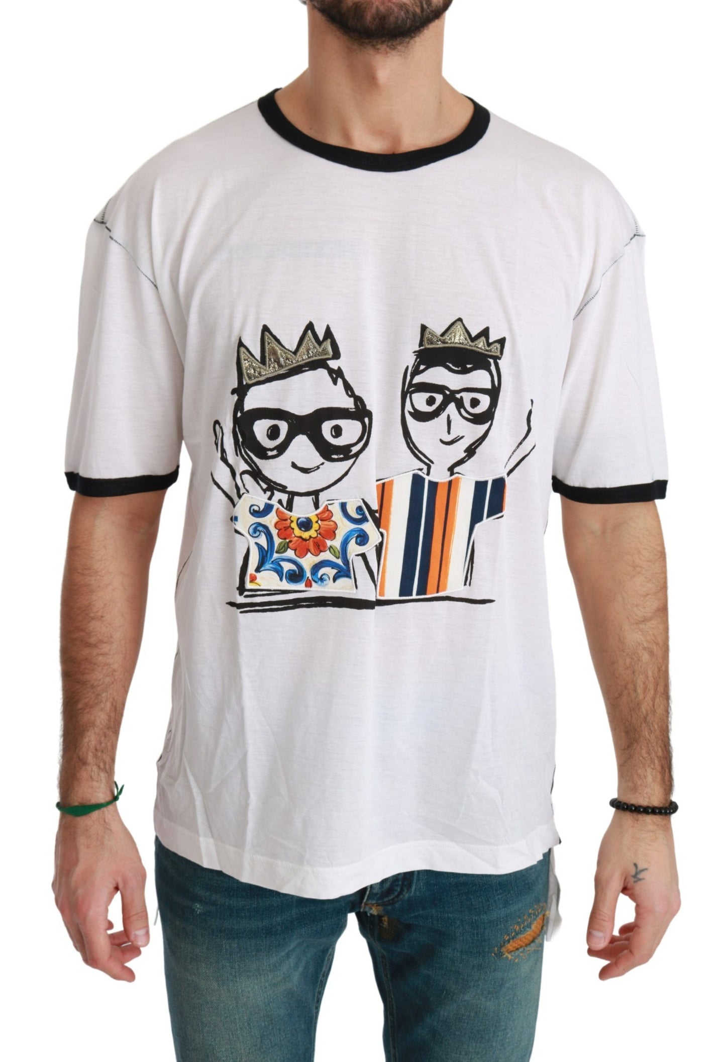 Dolce &amp; Gabbana White Men Print #dgfamily Cotton T-shirt