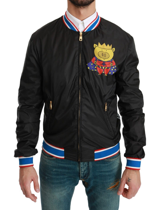 Dolce &amp; Gabbana Black YEAR OF THE PIG Bomber Jacket