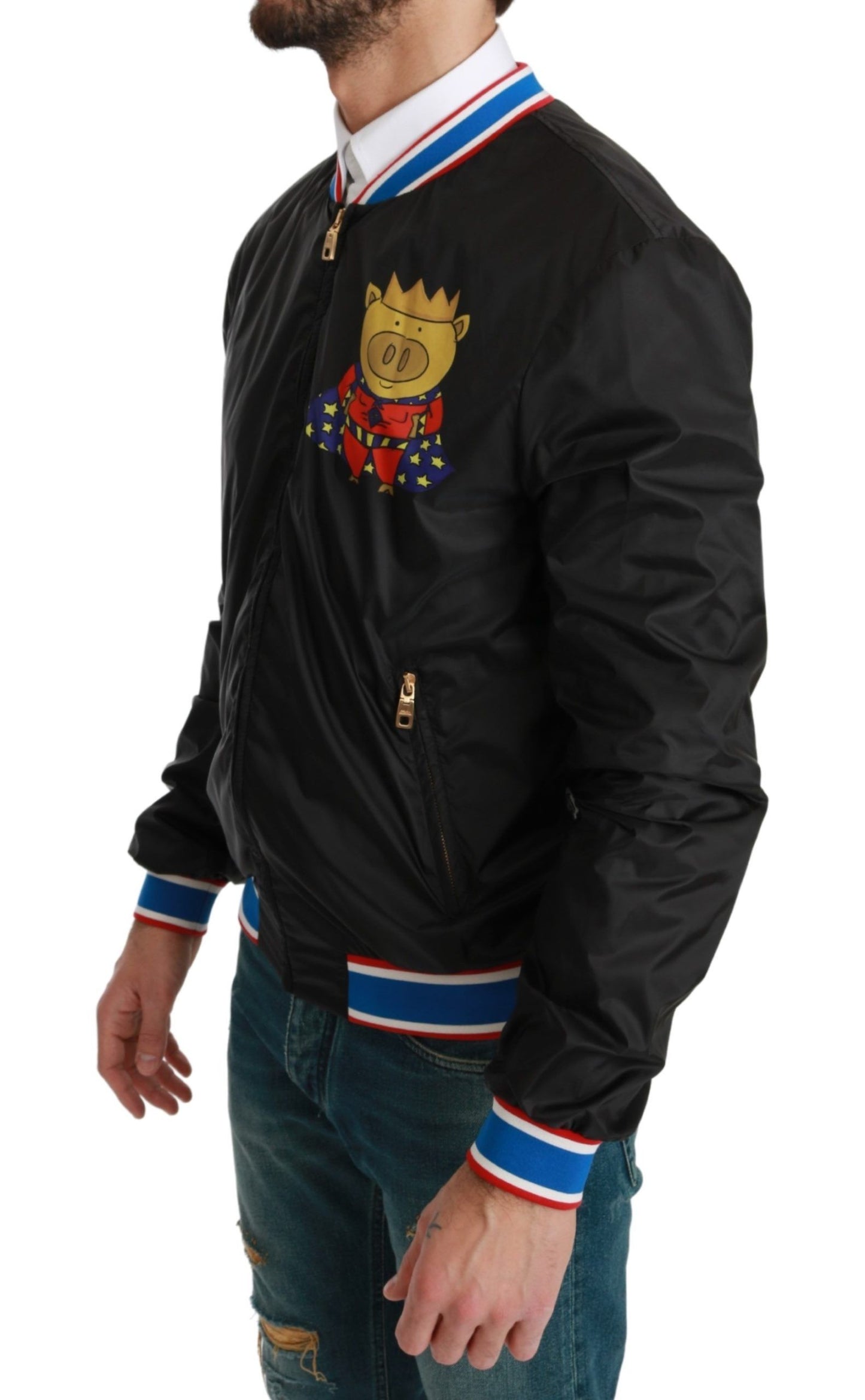 Dolce &amp; Gabbana Black YEAR OF THE PIG Bomber Jacket