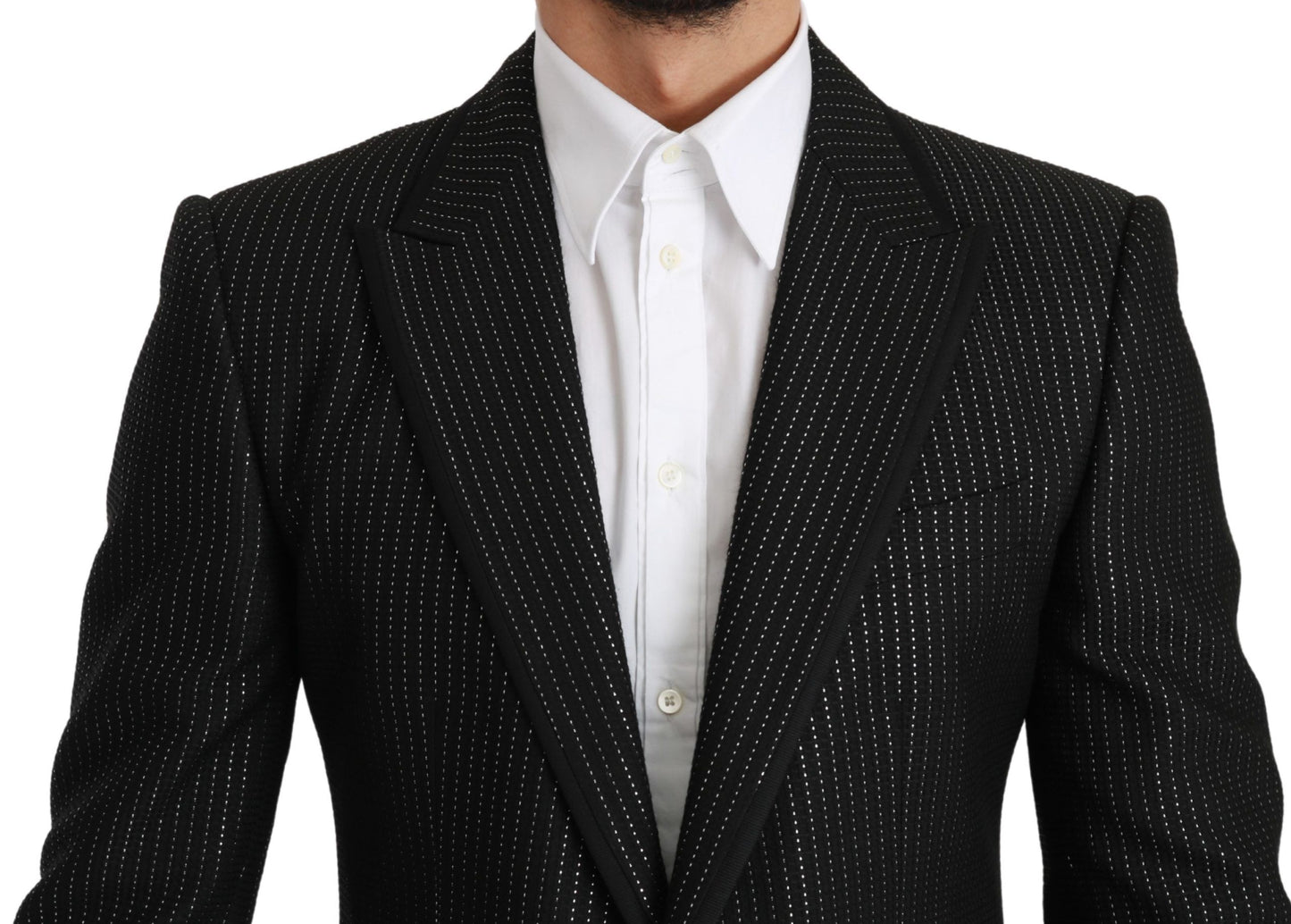 Dolce &amp; Gabbana Black Striped Single Breasted MARTINI Blazer