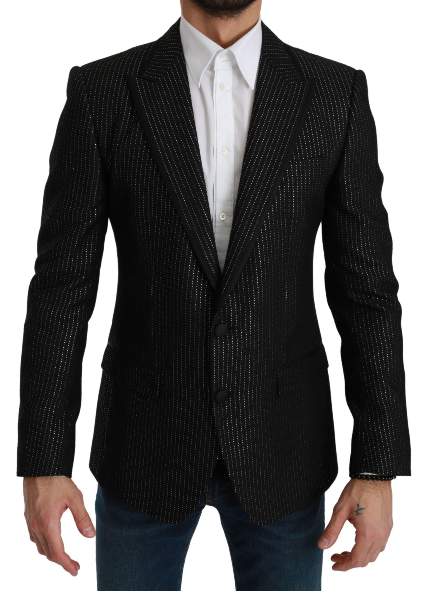 Dolce &amp; Gabbana Black Striped Single Breasted MARTINI Blazer