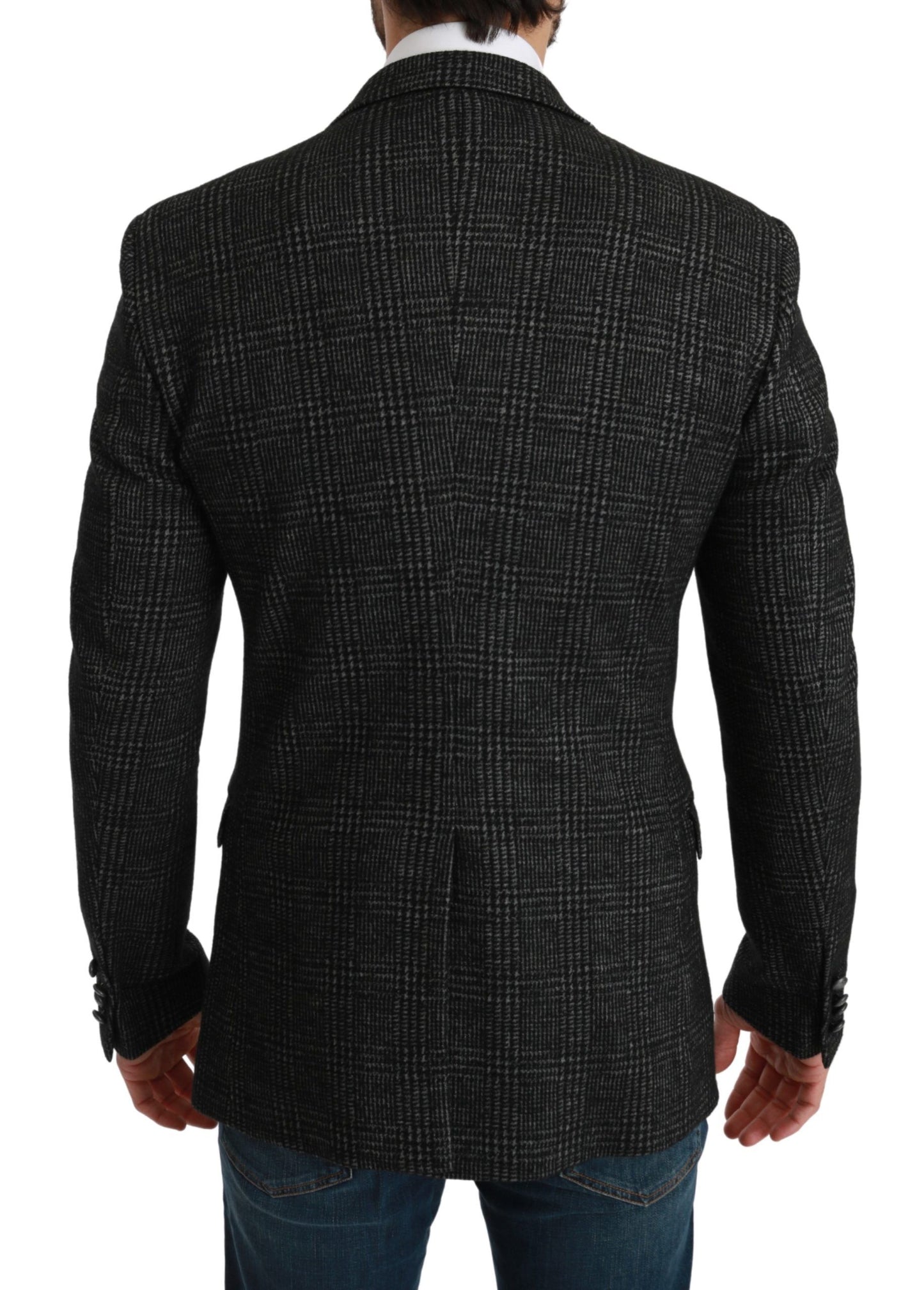 Dolce &amp; Gabbana Gray Plaid Check Slim Fit Jacket Blazer