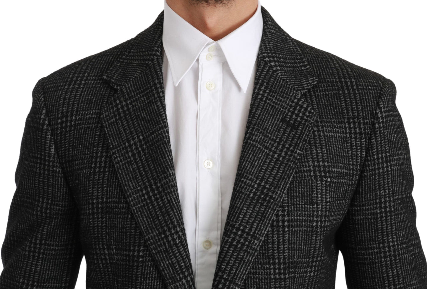 Dolce &amp; Gabbana Gray Plaid Check Slim Fit Jacket Blazer