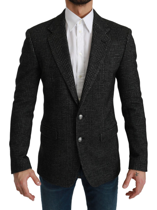 Dolce &amp; Gabbana Gray Plaid Check Slim Fit Jacket Blazer