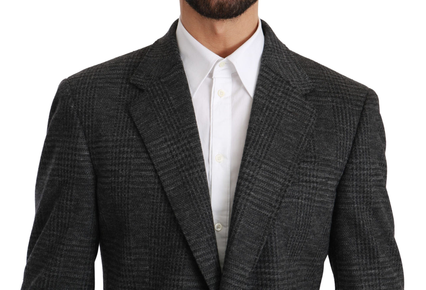 Dolce &amp; Gabbana Gray Plaid Check Wool Formal Jacket Blazer