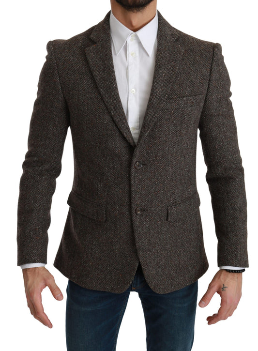 Dolce &amp; Gabbana Brown Jacket Formal Coat Wool Blazer