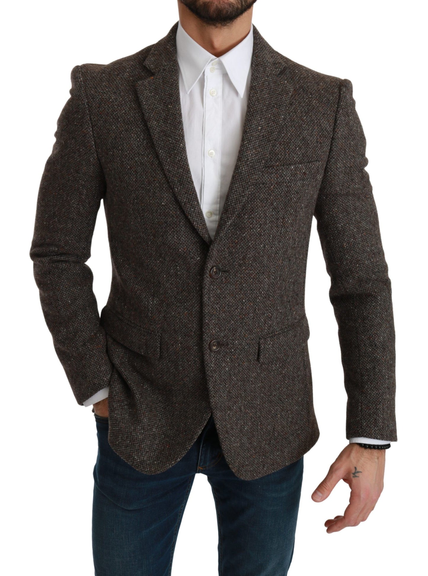 Dolce &amp; Gabbana Brown Jacket Formal Coat Wool Blazer