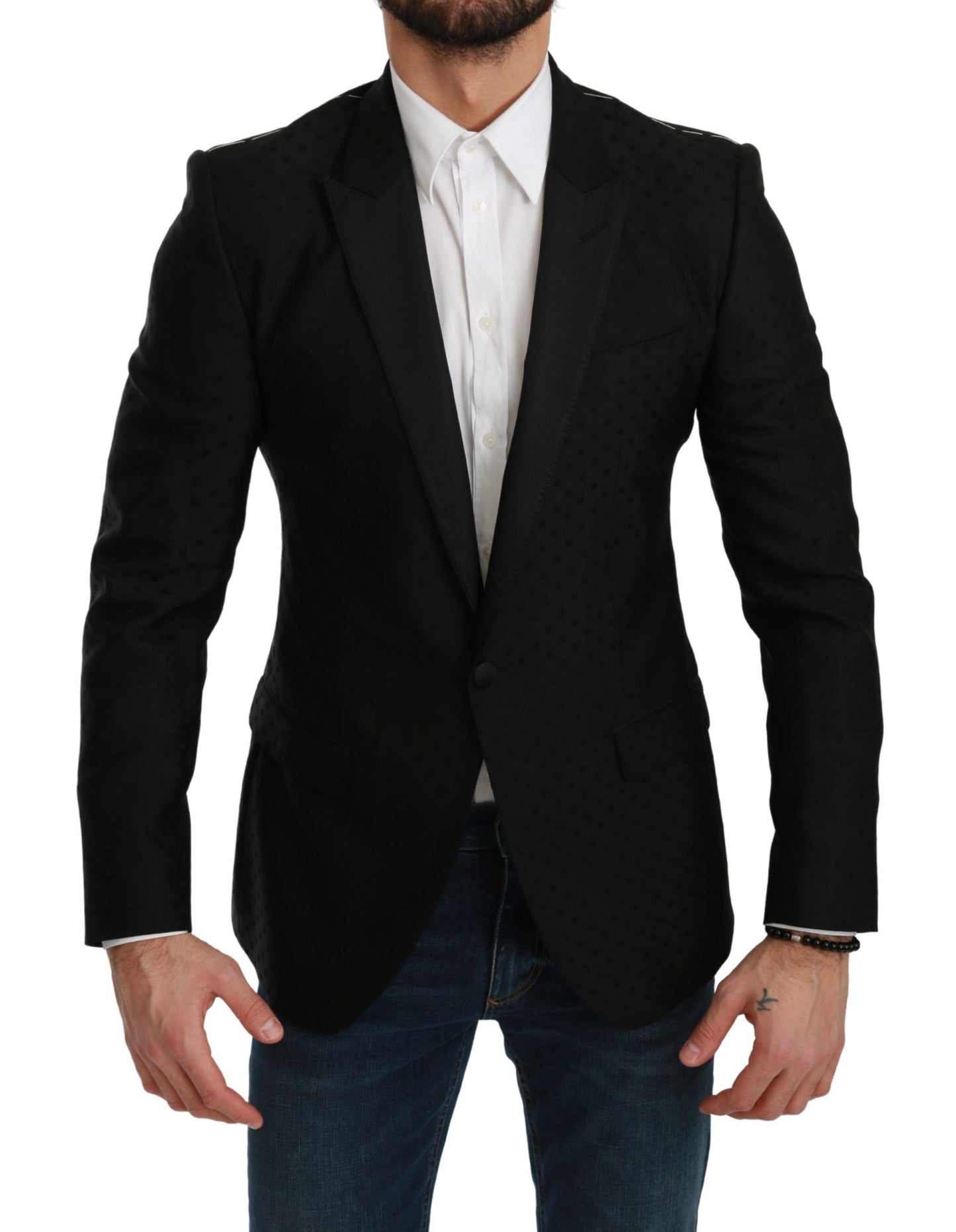 Dolce &amp; Gabbana Black Slim Fit Coat Jacket MARTINI Blazer