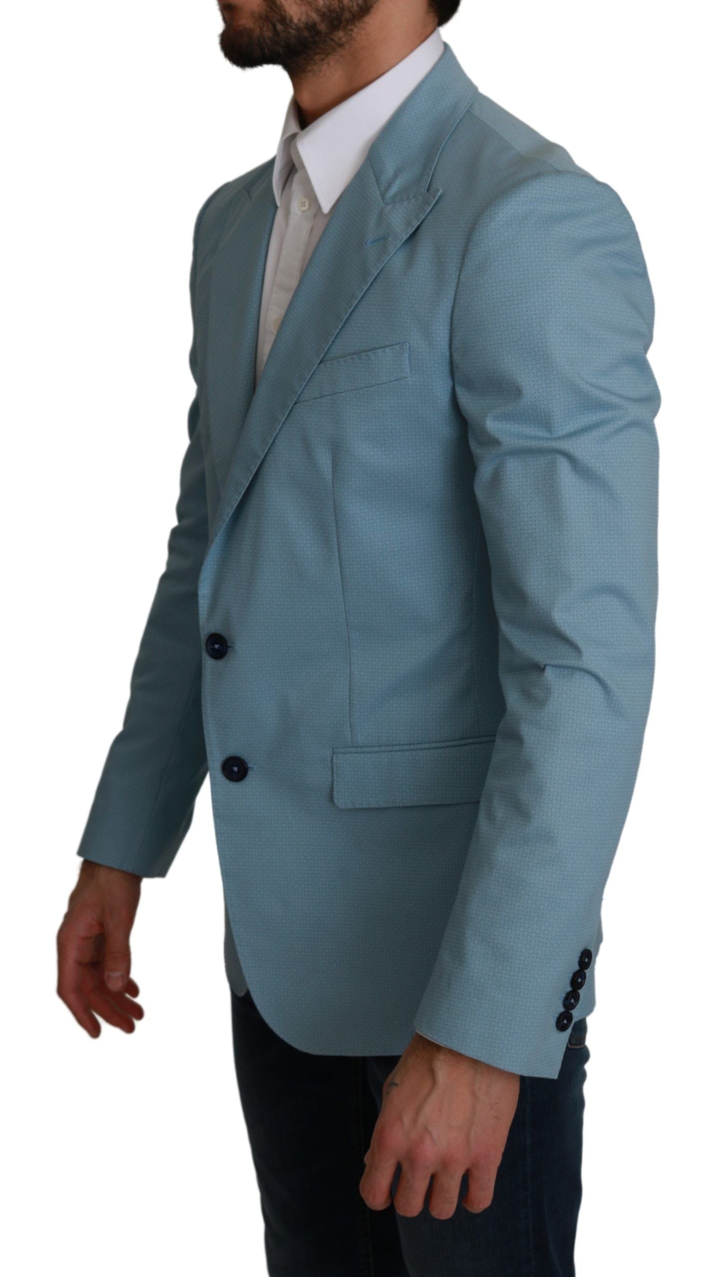 Dolce &amp; Gabbana Blue Slim Fit Coat Jacket MARTINI Blazer