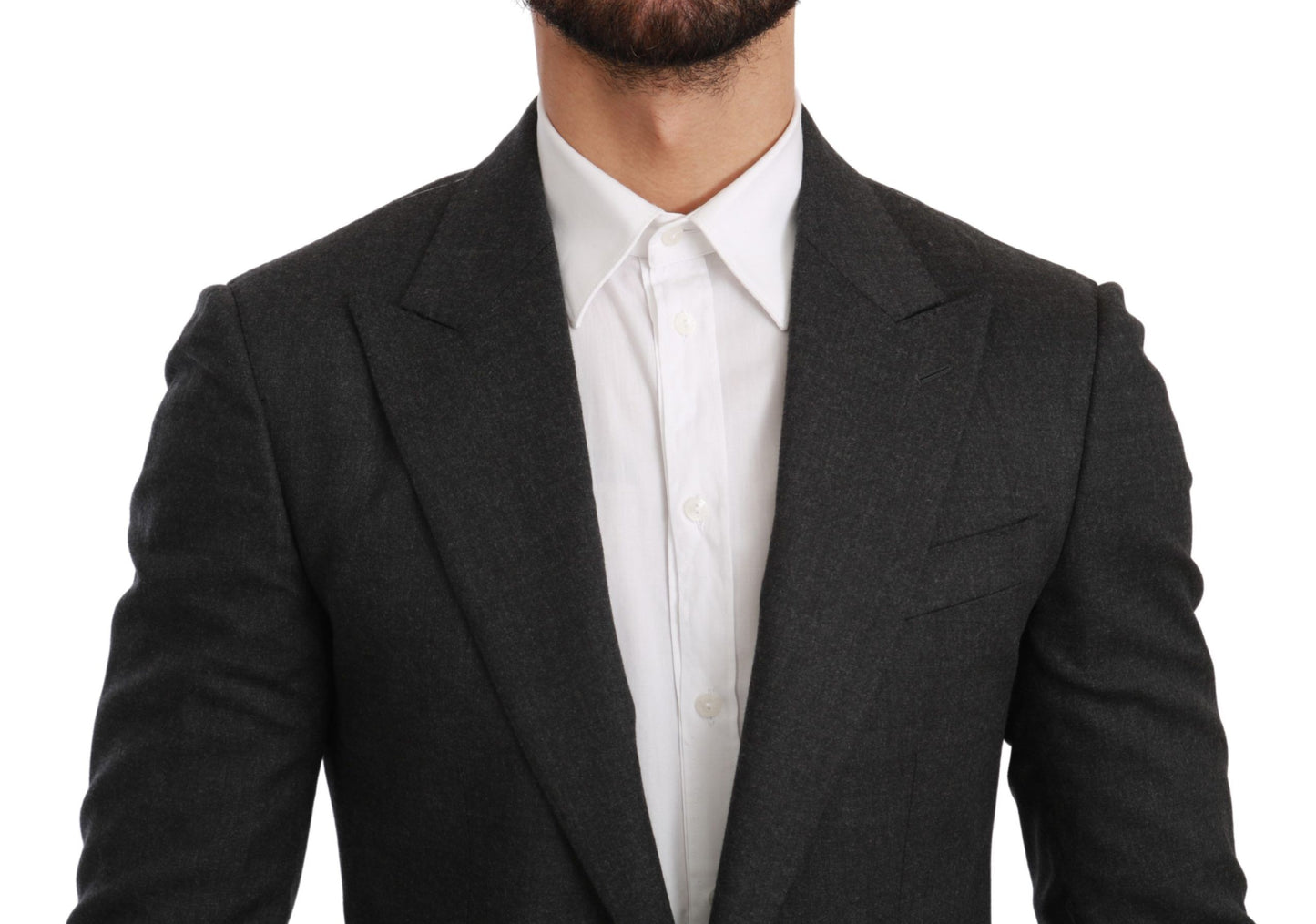 Dolce &amp; Gabbana Gray NAPLES Slim Fit Jacket Wool Blazer