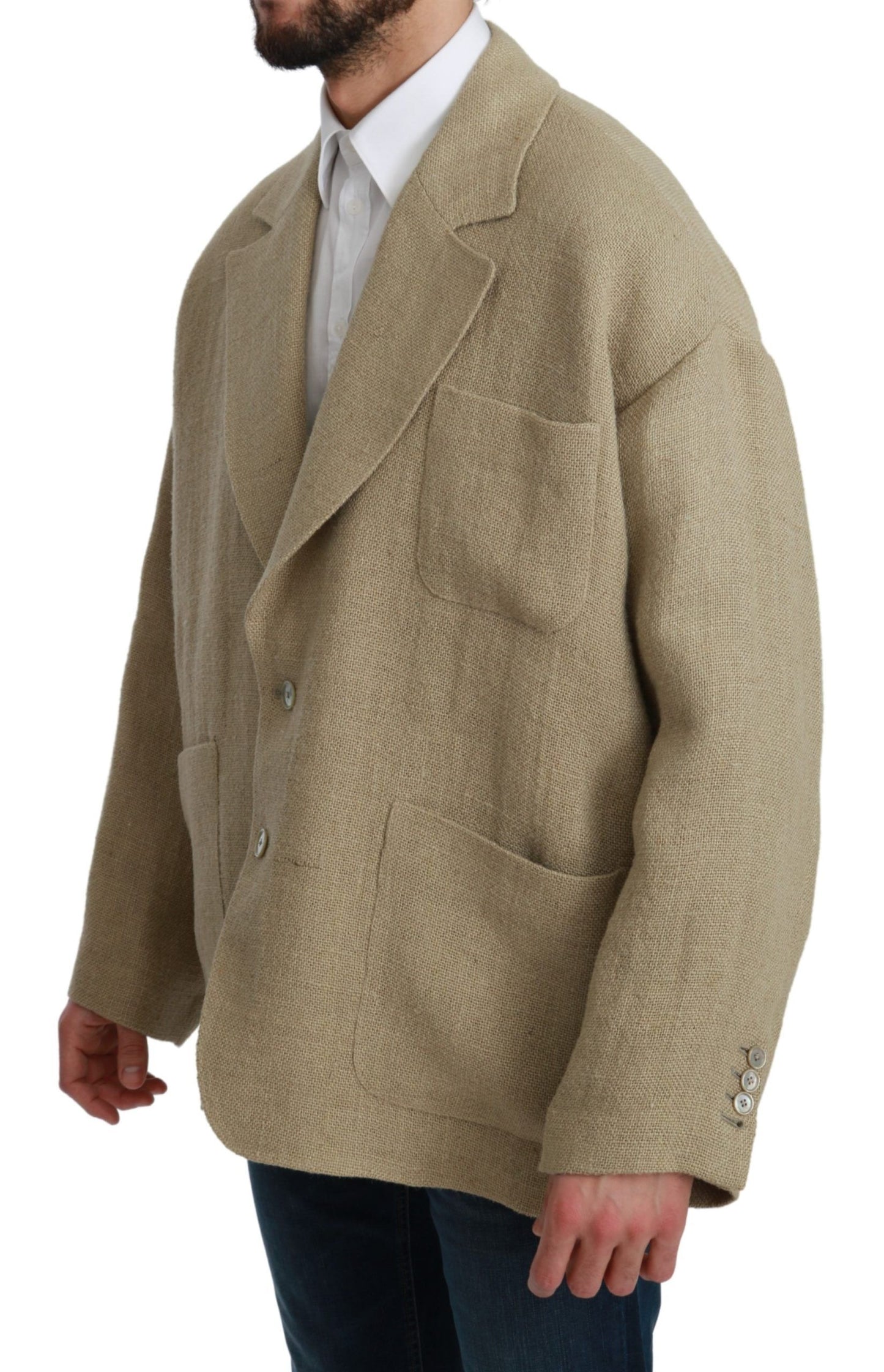 Dolce &amp; Gabbana Beige Jacket Coat 100% Jute Blazer Coat