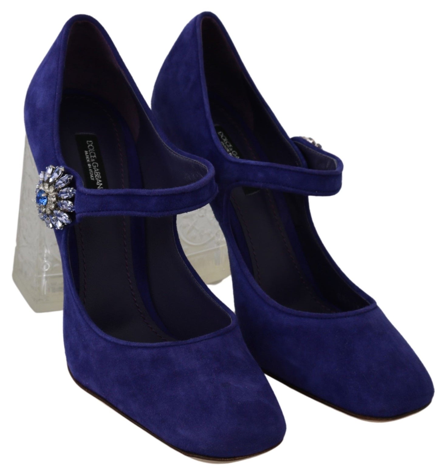 Dolce &amp; Gabbana Purple Suede Crystal Pumps Heels Shoes