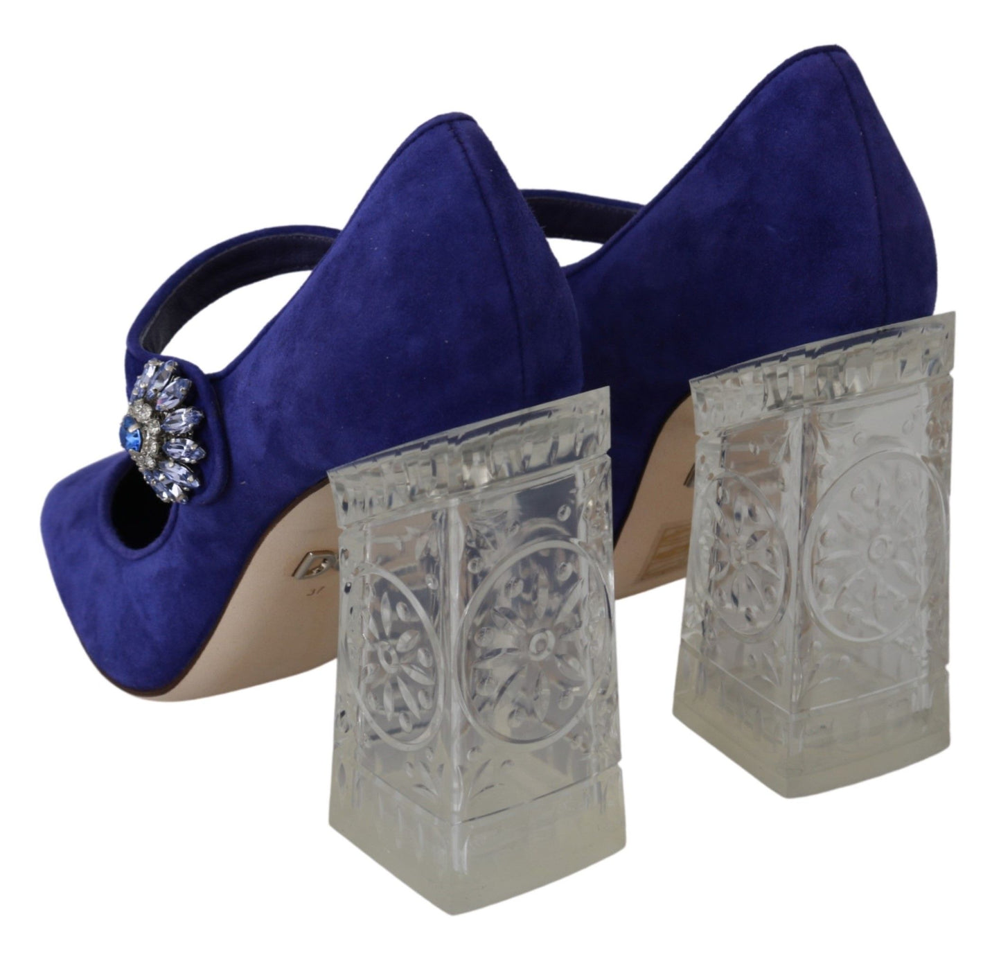 Dolce &amp; Gabbana Purple Suede Crystal Pumps Heels Shoes