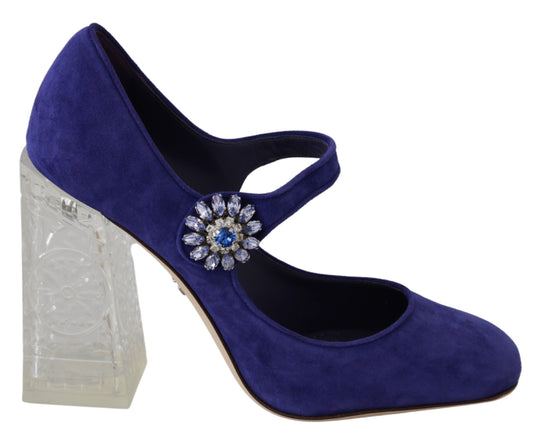 Dolce &amp; Gabbana Purple Suede Crystal Pumps Heels Shoes