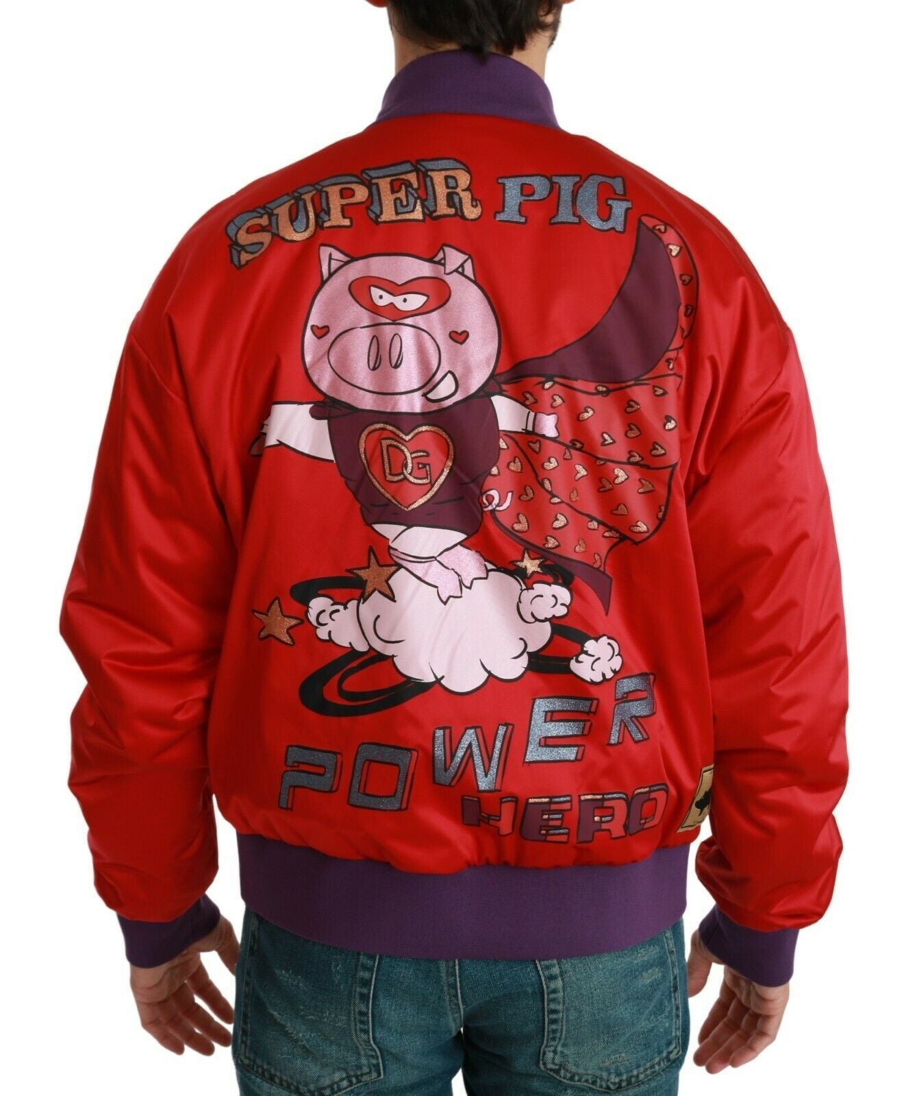 Dolce &amp; Gabbana Red YEAR OF THE PIG Bomber Jacket