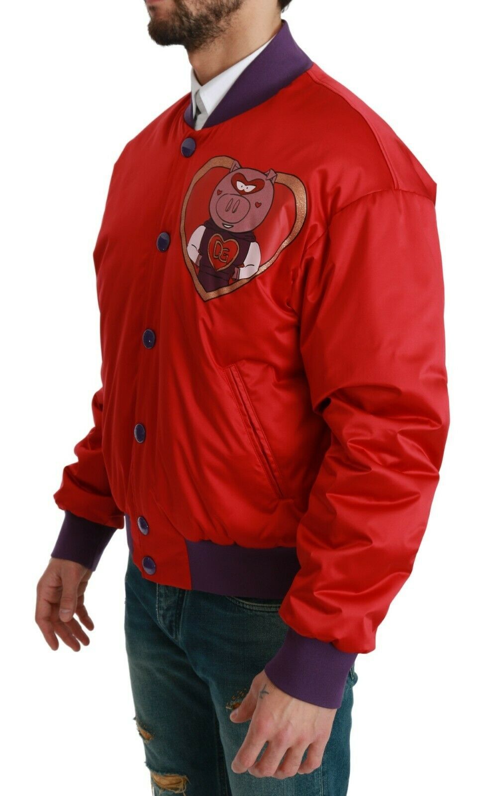 Dolce &amp; Gabbana Red YEAR OF THE PIG Bomber Jacket