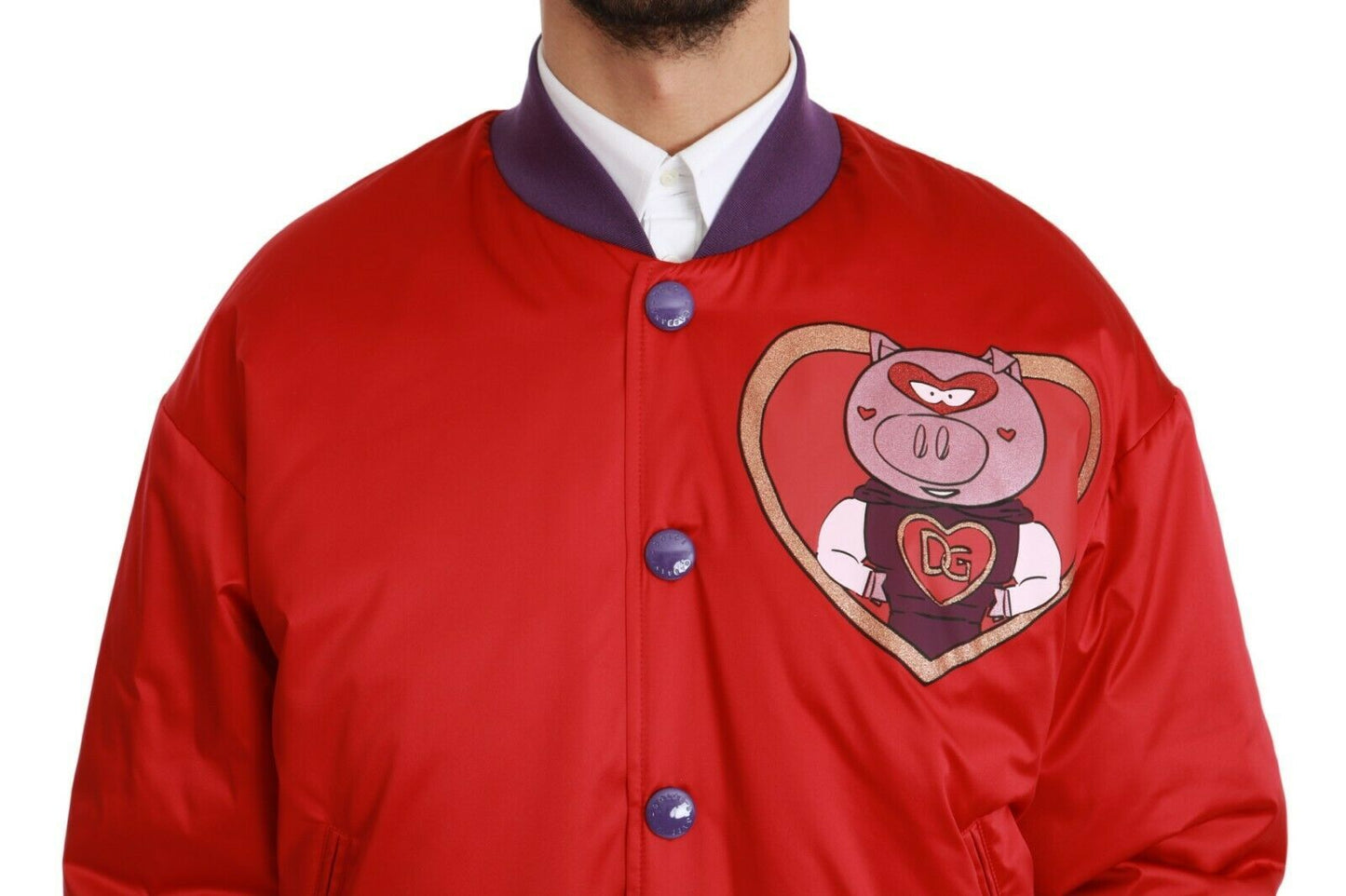 Dolce &amp; Gabbana Red YEAR OF THE PIG Bomber Jacket