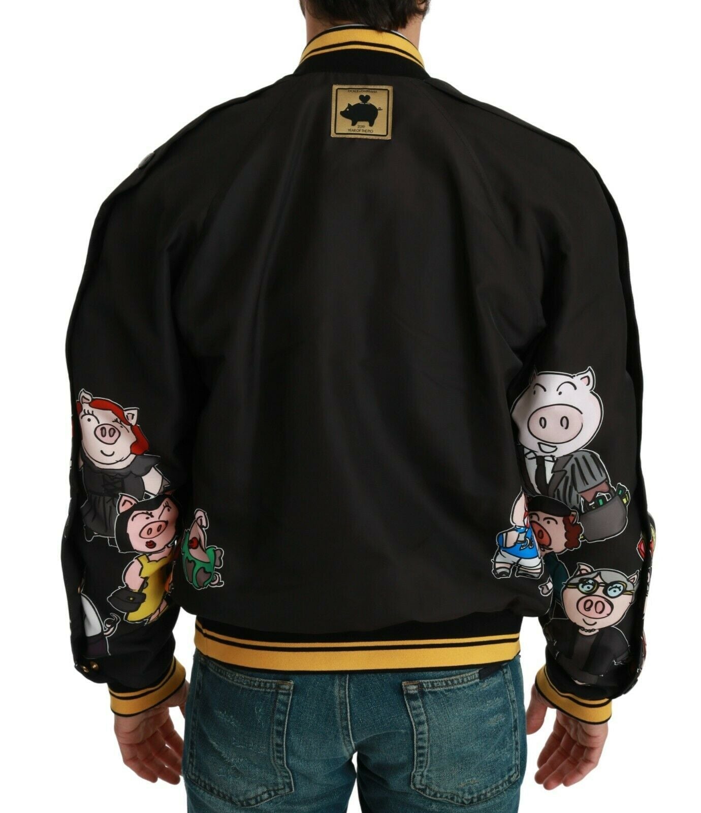 Dolce &amp; Gabbana Black YEAR OF THE PIG Bomber Jacket