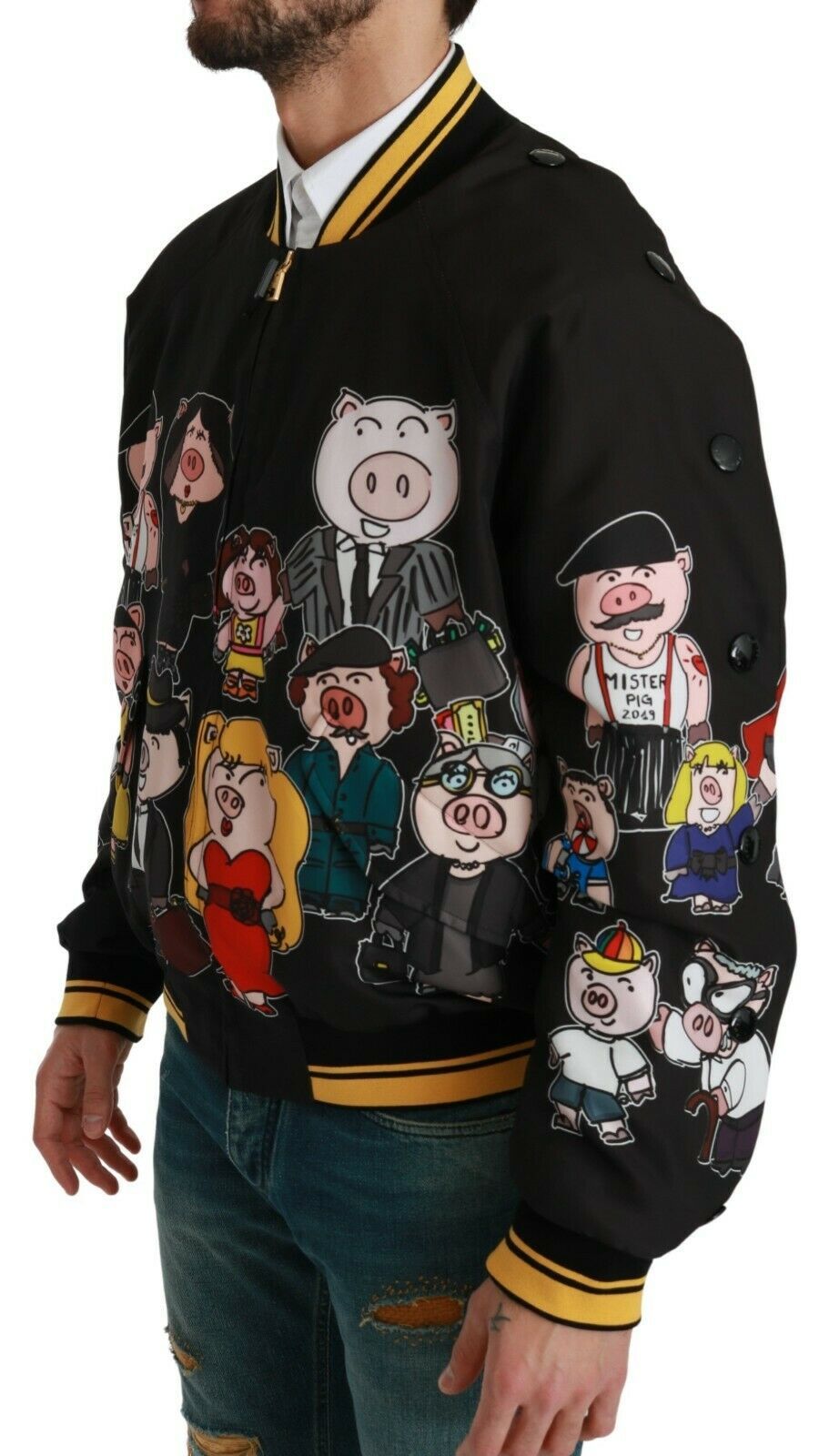 Dolce &amp; Gabbana Black YEAR OF THE PIG Bomber Jacket