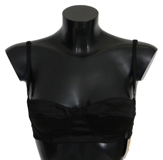 John Galliano Elegant Black Cotton Bralette