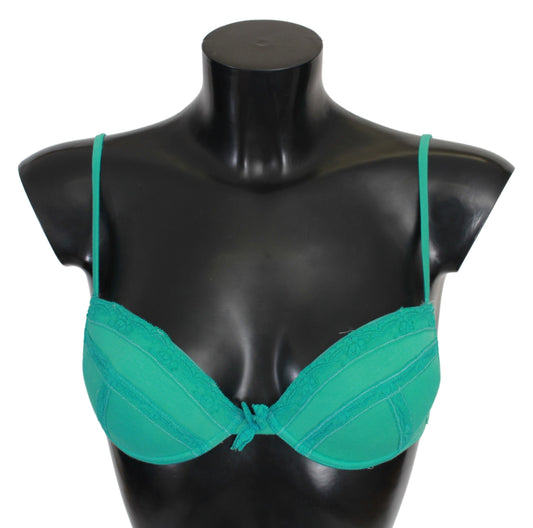 Ermanno Scervino Luxurious Green Cotton Push Up Bra