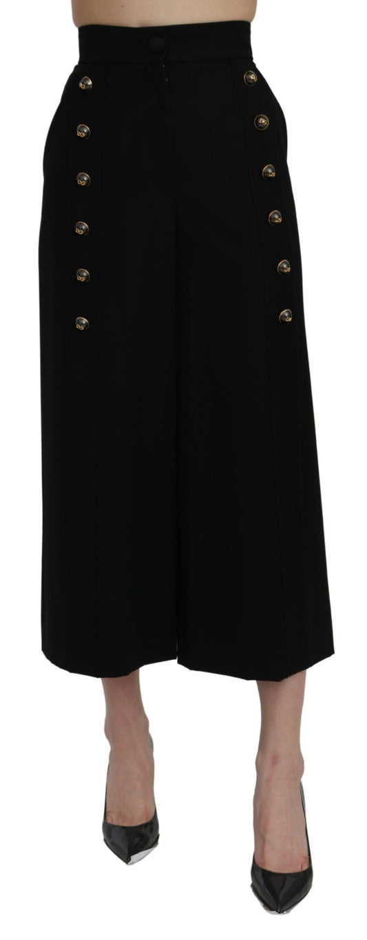 Pantaloni eleganti a vita alta e gamba larga in lana Dolce &amp; Gabbana